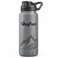 VoqZeri™ Insulated Stainless Steel Water Bottle with Push-Button Spout Lid &amp; Rugged Base, Leakproof Mountain Graphic Thermal Flask for Hiking, Gym, and Travel