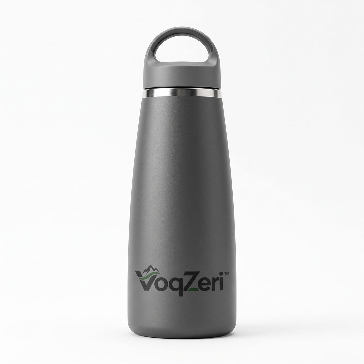 VoqZeri™ Double-Wall Vacuum Insulated Stainless Steel Water Bottle with Integrated Loop Cap – Matte Charcoal