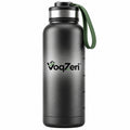 VoqZeri™ Vacuum Insulated Stainless Steel Water Bottle with Volume Markings &amp; Durable Carry Strap – Leak-Proof Sweat-Free Hydration Flask for Sports, Gym, Hiking &amp; Travel (Matte Black)