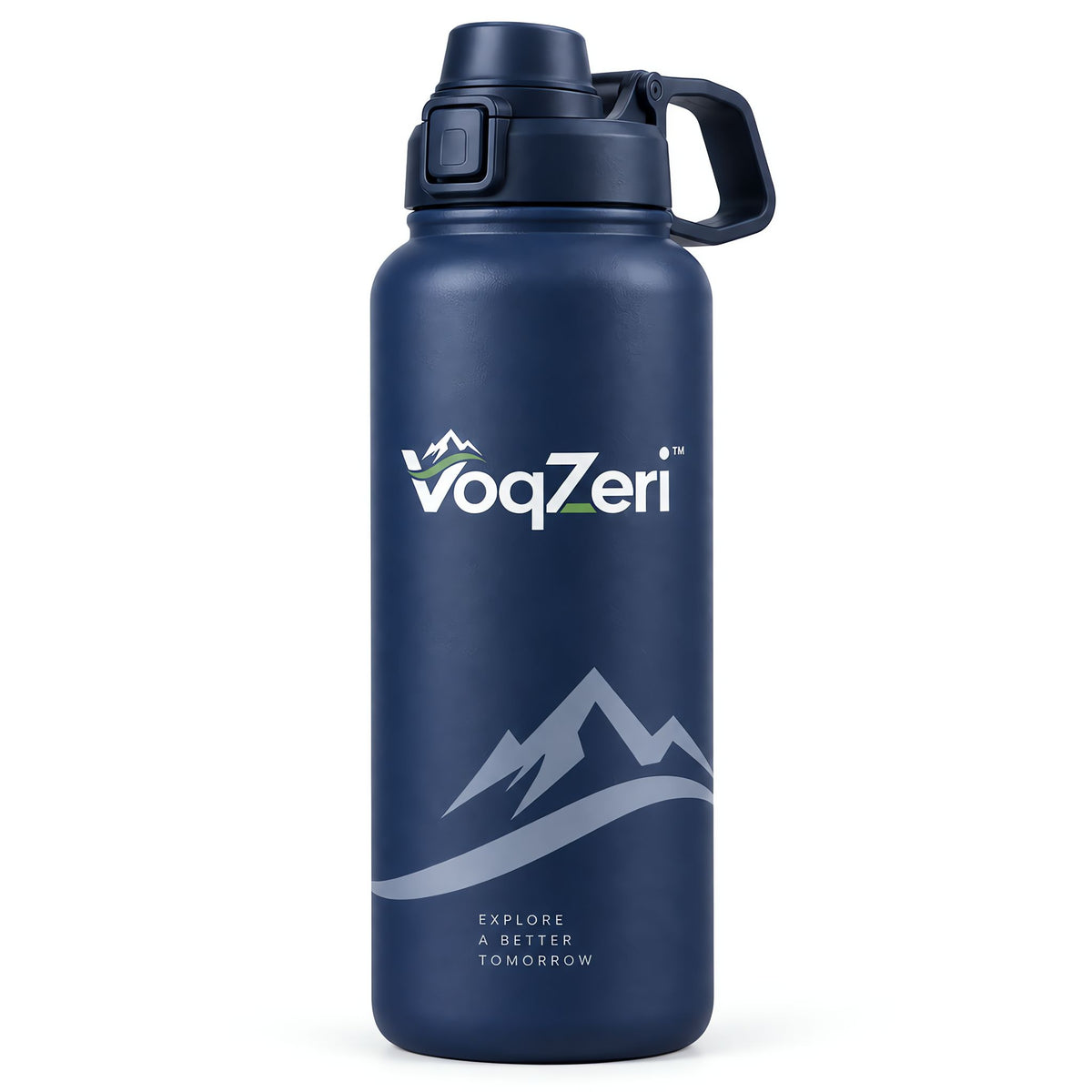 VoqZeri™ Insulated Stainless Steel Water Bottle with Spout Lid &amp; Carry Handle, Leak-Proof Double-Wall Vacuum Sports Flask – Matte Navy Blue