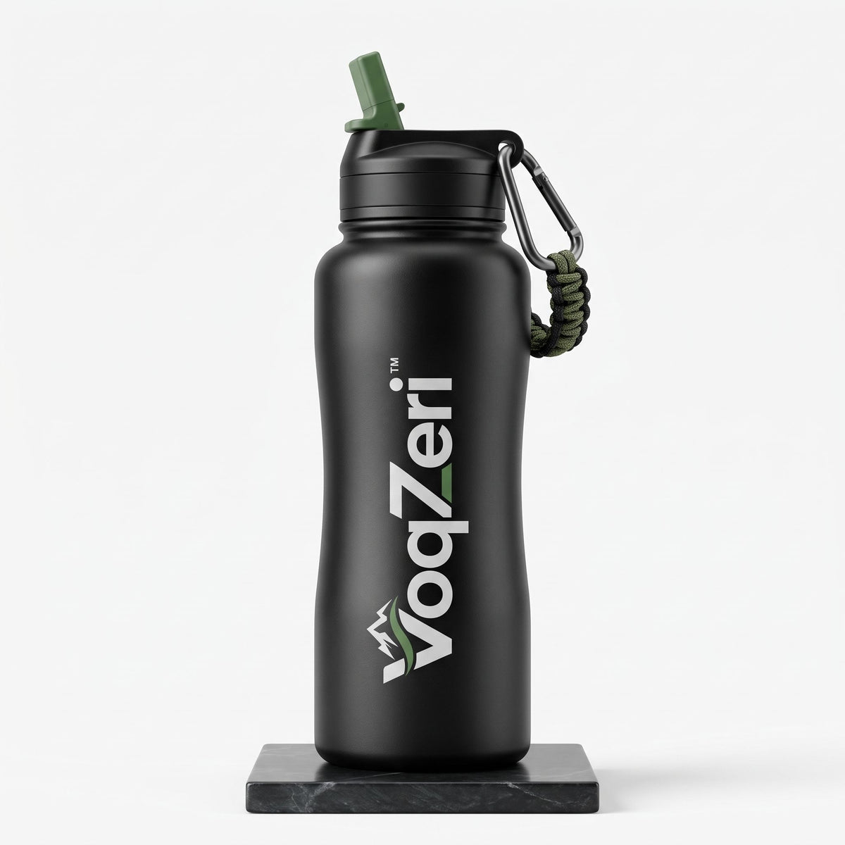 VoqZeri™ Insulated Stainless Steel Water Bottle with Straw Lid &amp; Paracord Carabiner Handle – Ergonomic Grip Sports Travel Flask for Hiking, Fitness &amp; Outdoor Adventure