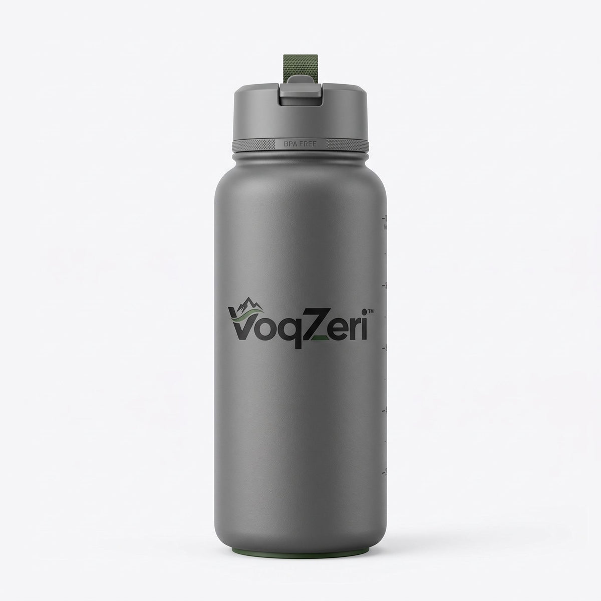 VoqZeri™ 32oz Sports Water Bottle with Carry Strap &amp; Measurement Markings, BPA-Free Matte Finish Leakproof Drink Bottle for Gym, Hiking, and Outdoor Fitness